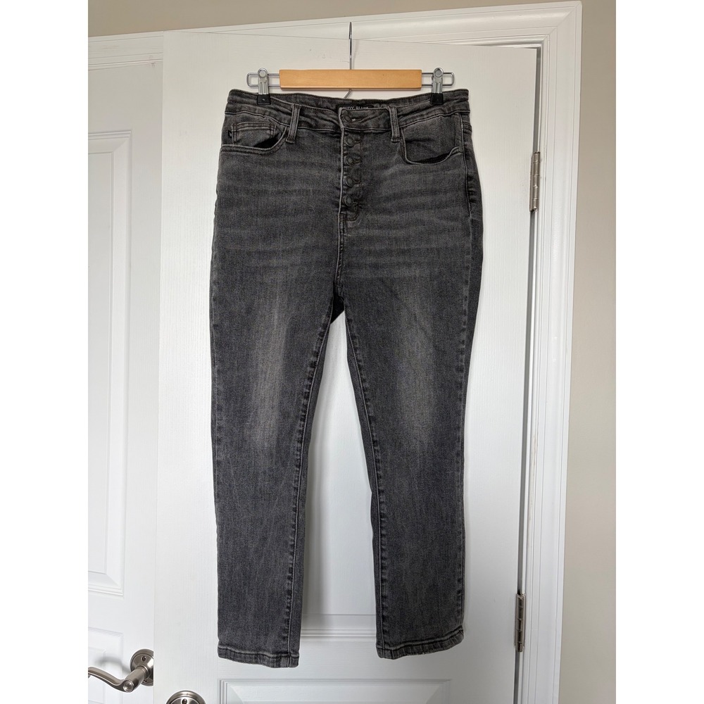 Judy Blue High Rise Button Fly Straight Leg Grey Jeans JB78110 GR Size 13/31